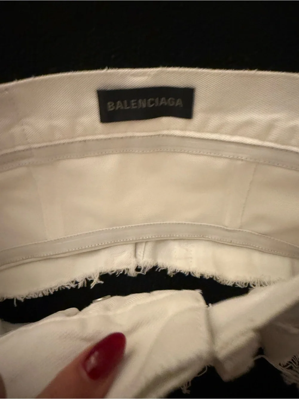 Balenciaga White Raw-Hem Low-Rise Denim Skirt